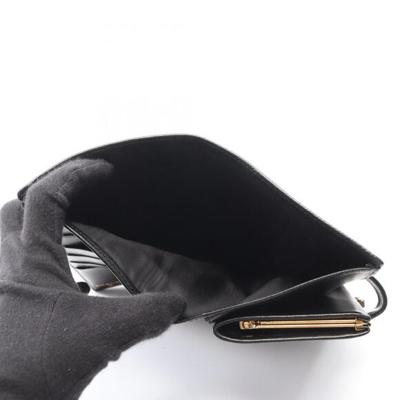 CHANEL Black Leather Logo Wallet
